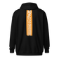 Back view of a black bitcoin zip hoodie.