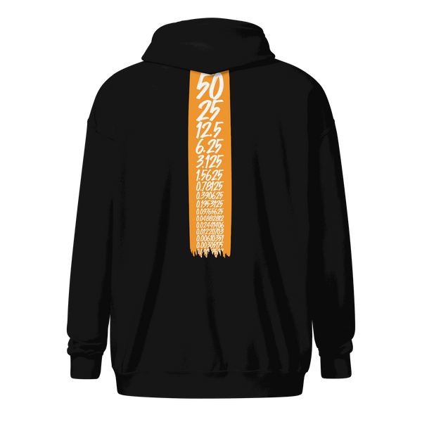 Halving Bitcoin Zip Hoodie with minimalist design and zip-up style for Bitcoin enthusiasts