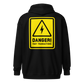 Back view of a black bitcoin zip hoodie.