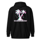Back view of a black aln zip hoodie.