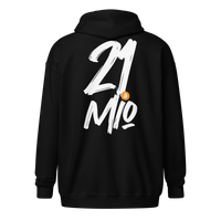 Back view of a black bitcoin zip hoodie.