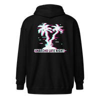 Betrüger anarcho late night heavy blend zip hoodie in Black, back view.
