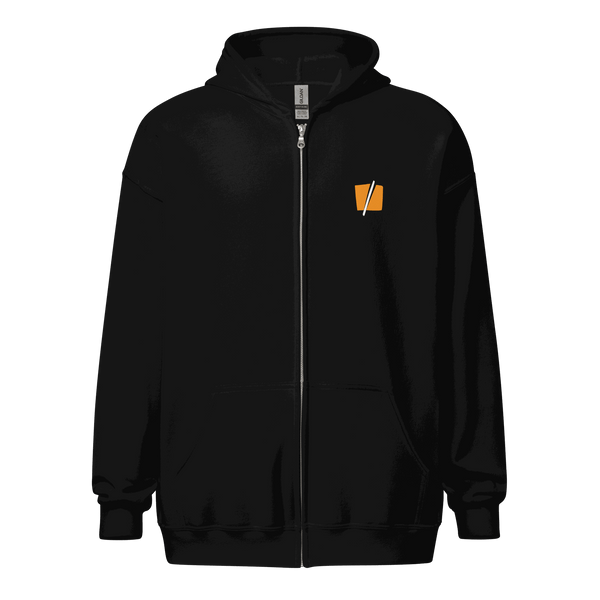 Heavy Blend Bitcoin Zip Hoodie made of soft fleece with metal zipper and front pockets