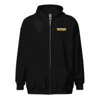 Black Anarcho Late Night zip hoodie with Michael Monday design, soft fleece, metal zipper, and front pockets.