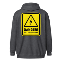 Danger Fast Transactions Lightning Zip Hoodie with bold print and zip-up design for Bitcoin enthusiasts