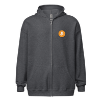 Black Bitcoin Zip Hoodie with "Don't Trust, Verify" graphic and front zipper