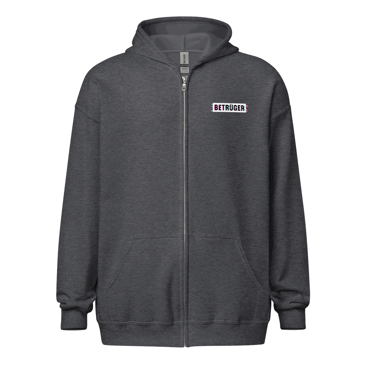 Black Anarcho Late Night hoodie with matrix glitch design and front zipper