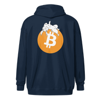 Bitcoin zip hoodie with bold F*** Fiat Money graphic promoting financial freedom and digital currency revolution