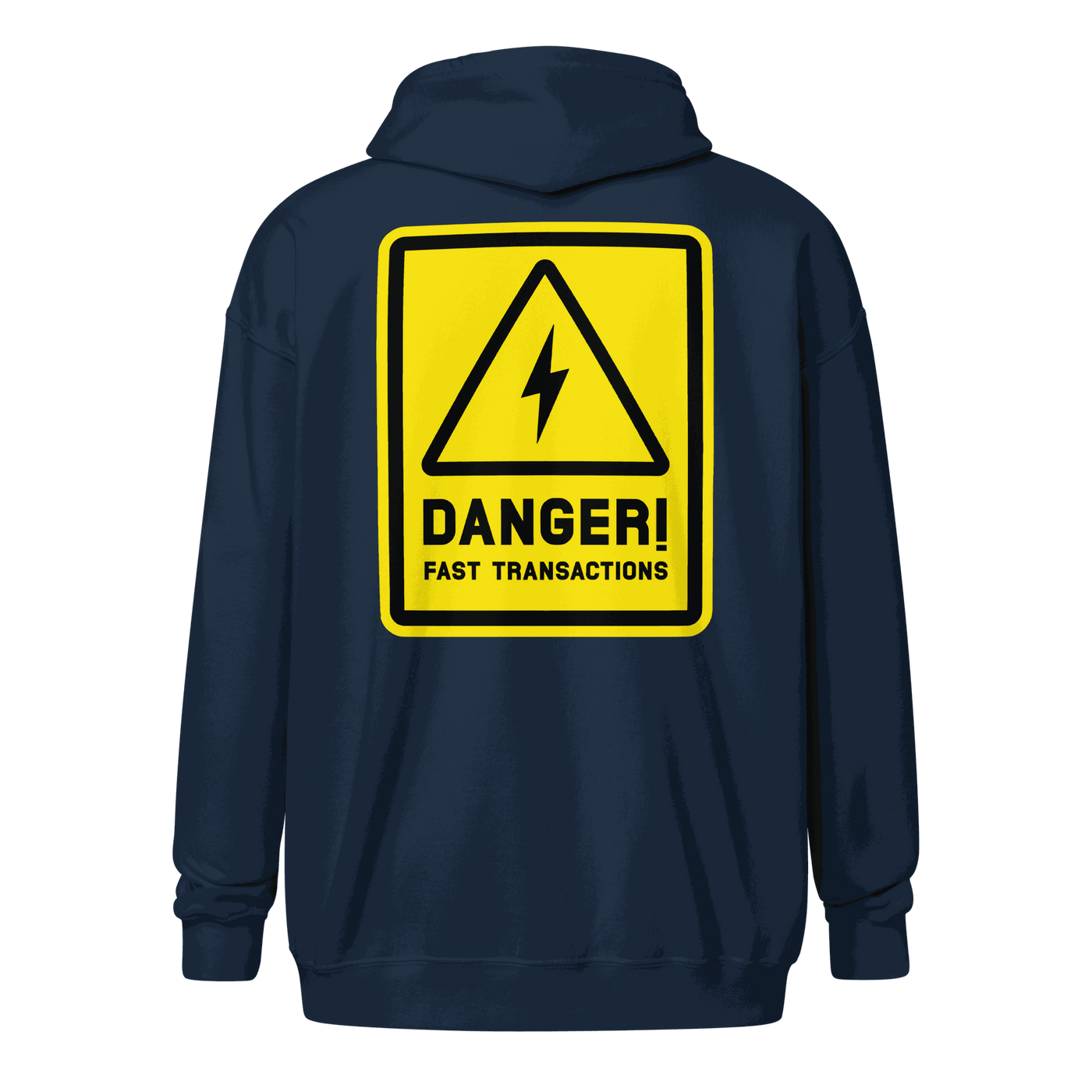 Unisex Lightning Zip Hoodie with Danger Fast Transactions print for Bitcoin and Lightning Network fans