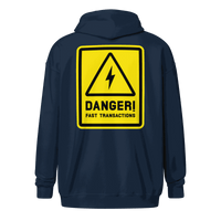 Unisex Lightning Zip Hoodie with Danger Fast Transactions print for Bitcoin and Lightning Network fans