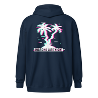 Betrüger anarcho late night heavy blend zip hoodie in Navy, back view.