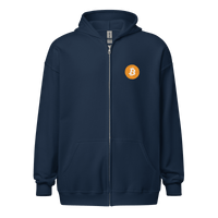 Black Bitcoin zip hoodie with "Don't Trust, Verify" slogan, unisex fit and zip-up style