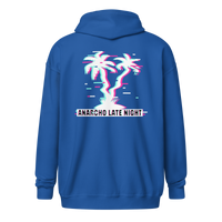 Betrüger anarcho late night heavy blend zip hoodie in Royal, back view.
