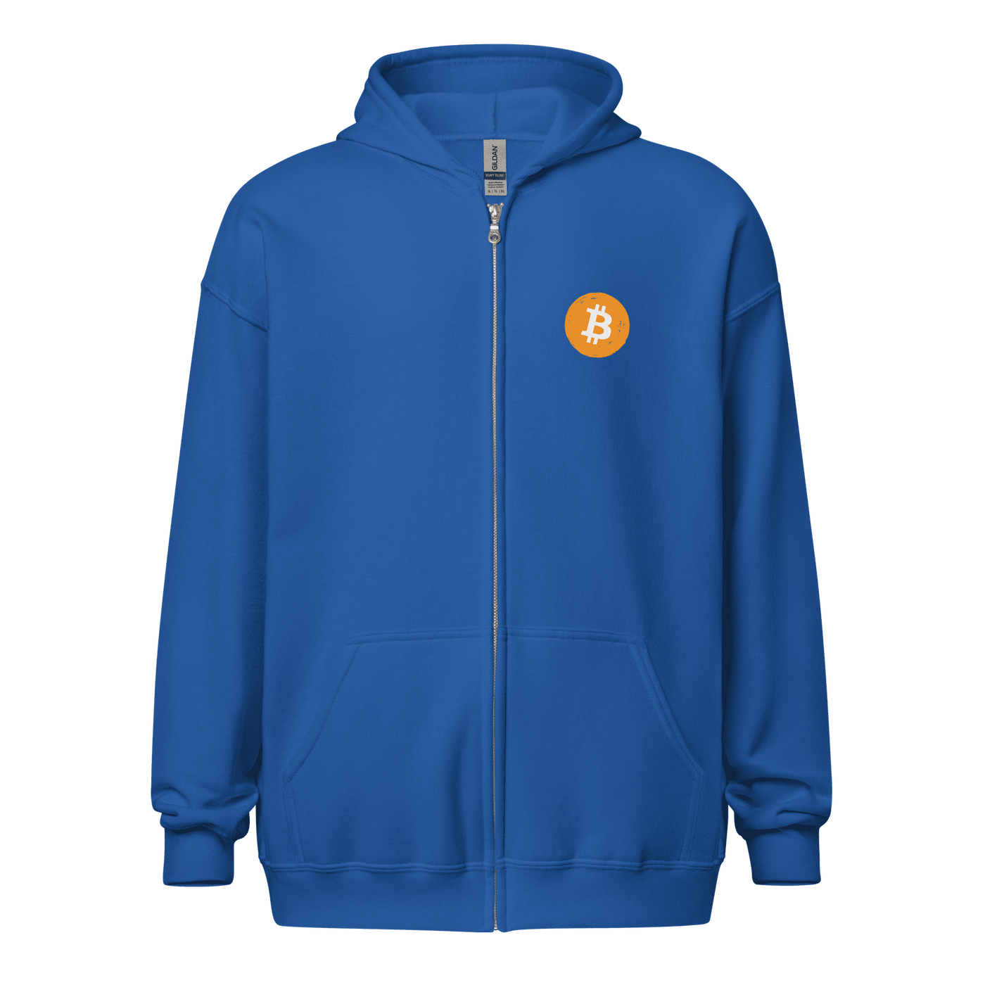Black Bitcoin Zip Hoodie with "Don't Trust, Verify" graphic, unisex zip-up for comfort and style