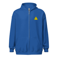Unisex Lightning Zip Hoodie with Danger Fast Transactions print for Bitcoin enthusiasts, lightweight and comfortable zip-up design