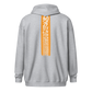 Back view of a sports grey bitcoin zip hoodie.