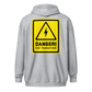 Back view of a sports grey bitcoin zip hoodie.