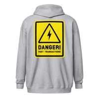 Black Lightning Zip Hoodie with Danger Fast Transactions print for Bitcoin fans