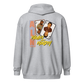 Back view of a sports grey aln zip hoodie.