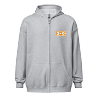 Emergency Exit heavy blend zip hoodie featuring Bitcoin design for a fairer future