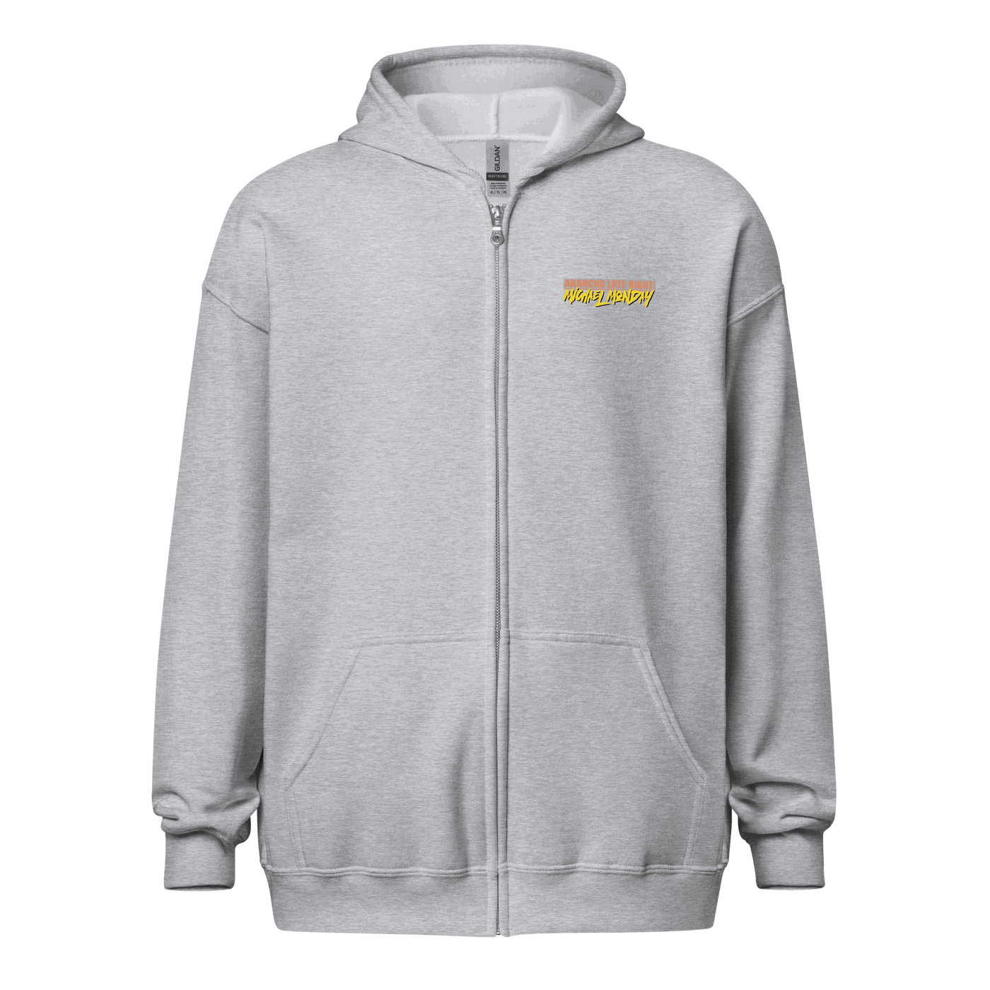 Anarcho Late Night hoodie zip-up with soft fleece and metal zipper