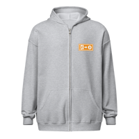 Emergency Exit heavy blend zip hoodie featuring Bitcoin design for a fairer future