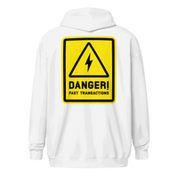 Danger Fast Transactions Lightning Zip Hoodie with bold print and zip-up design for Bitcoin enthusiasts