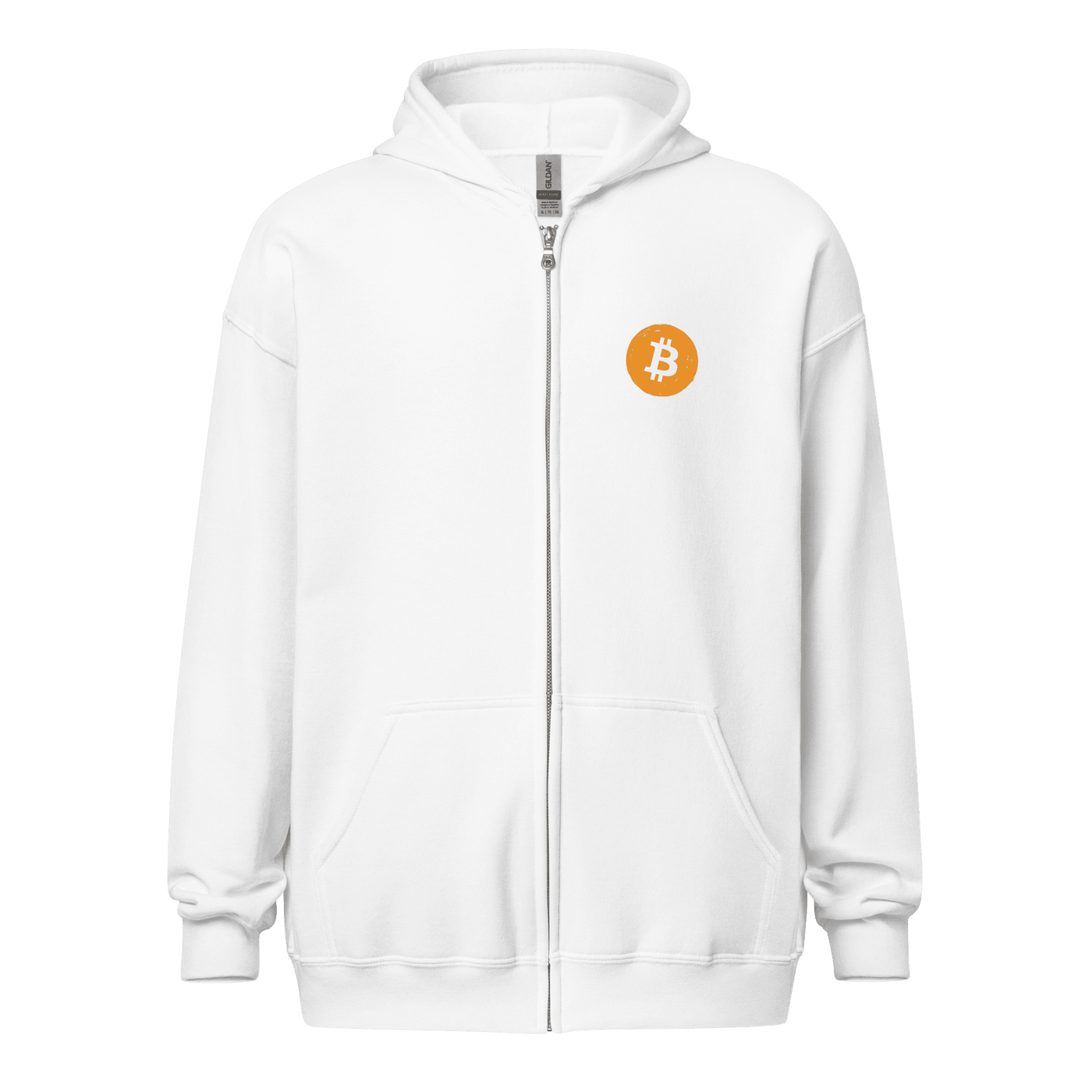 Black unisex Bitcoin Zip Hoodie with "Don't Trust, Verify" graphic for crypto enthusiasts
