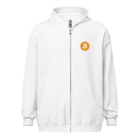 Black unisex Bitcoin Zip Hoodie with "Don't Trust, Verify" graphic for crypto enthusiasts
