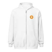 Black unisex Bitcoin Zip Hoodie with "Don't Trust, Verify" graphic for crypto enthusiasts