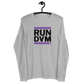 Front view of a heather grey nostr DVM long sleeve shirt.