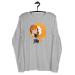 Front view of a athlethic heather colored bitcoin long sleeve tee.