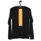 Back view of a black bitcoin long sleeve tee.