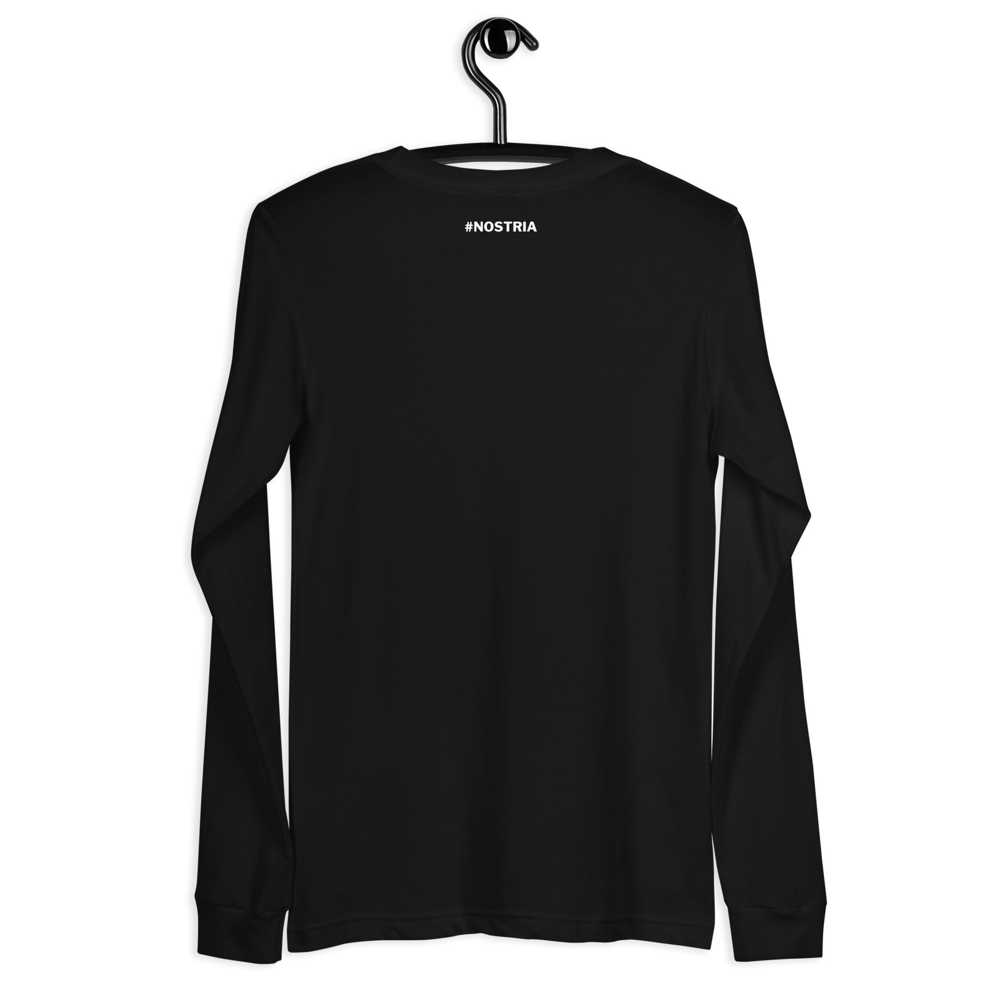 Back view of a black nostr DVM long sleeve shirt.