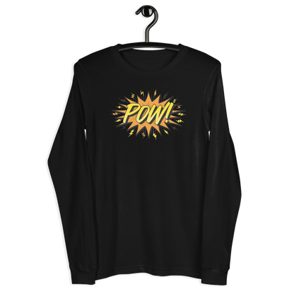 Front view of a black bitcoin long sleeve tee.