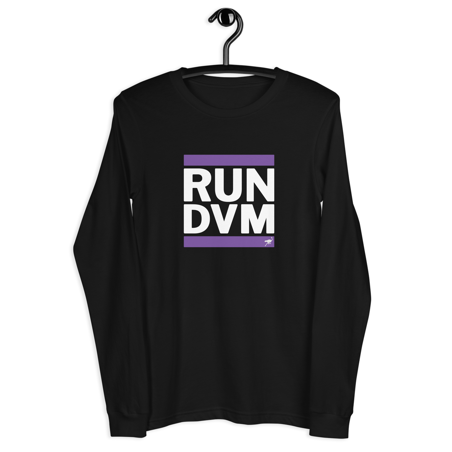 Front view of a black nostr DVM long sleeve shirt.