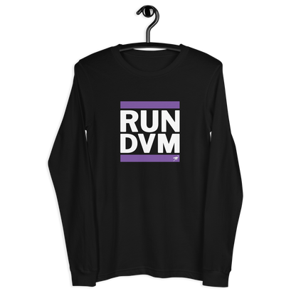 Front view of a black nostr DVM long sleeve shirt.