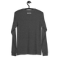 Back view of a dark heather grey nostr DVM long sleeve shirt.