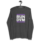 Front view of a dark heather grey nostr DVM long sleeve shirt.