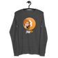 Front view of a dark grey heather bitcoin long sleeve tee.