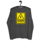 Front view of a dark grey heather bitcoin long sleeve tee.