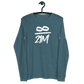 Front view of a heather deep teal colored bitcoin long sleeve tee.