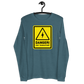 Front view of a heather deep teal colored bitcoin long sleeve tee.