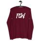 Front view of a maroon colored bitcoin long sleeve tee.