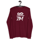 Front view of a maroon colored bitcoin long sleeve tee.