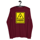 Front view of a maroon colored bitcoin long sleeve tee.