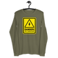 Front view of a military green colored bitcoin long sleeve tee.