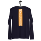 Back view of a navy colored bitcoin long sleeve tee.