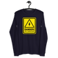 Front view of a navy colored bitcoin long sleeve tee.