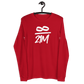 Front view of a red bitcoin long sleeve tee.